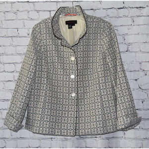 NINA MCLEMORE Geometric Brocade Swing Coat Jacket Size 14 NWOT